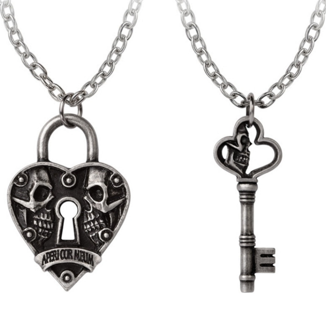 Key To Eternity Couples Pendants | Antiqued Pewter - Alchemy Gothic - 