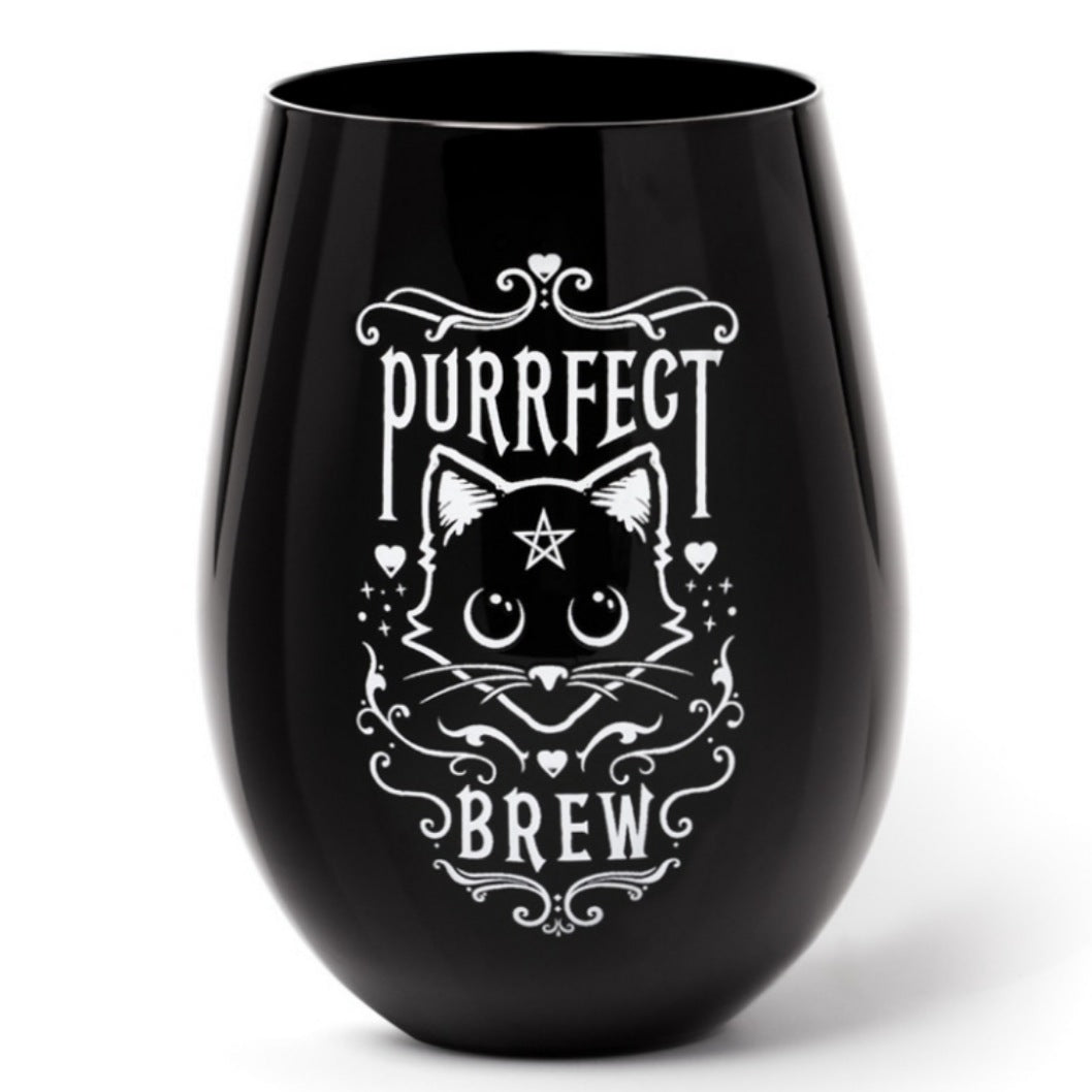 Purrfect Brew | Stemless Glass 17.6oz. - Alchemy Gothic - Glass Wear