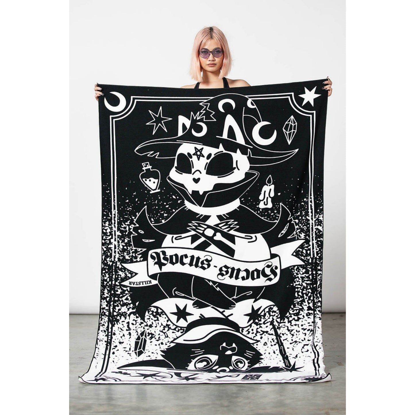 Meow-Gical Beach Towel | Black White Hocus Pocus Cats - Killstar - Beach Towels