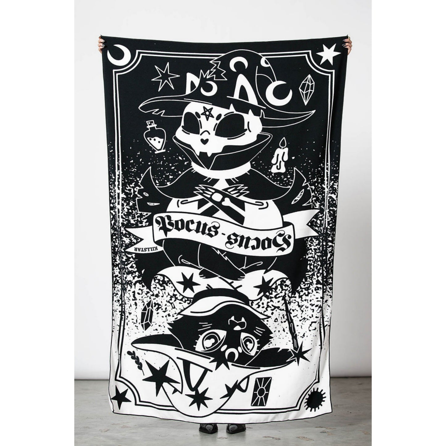 Meow-Gical Beach Towel | Black White Hocus Pocus Cats - Killstar - Beach Towels