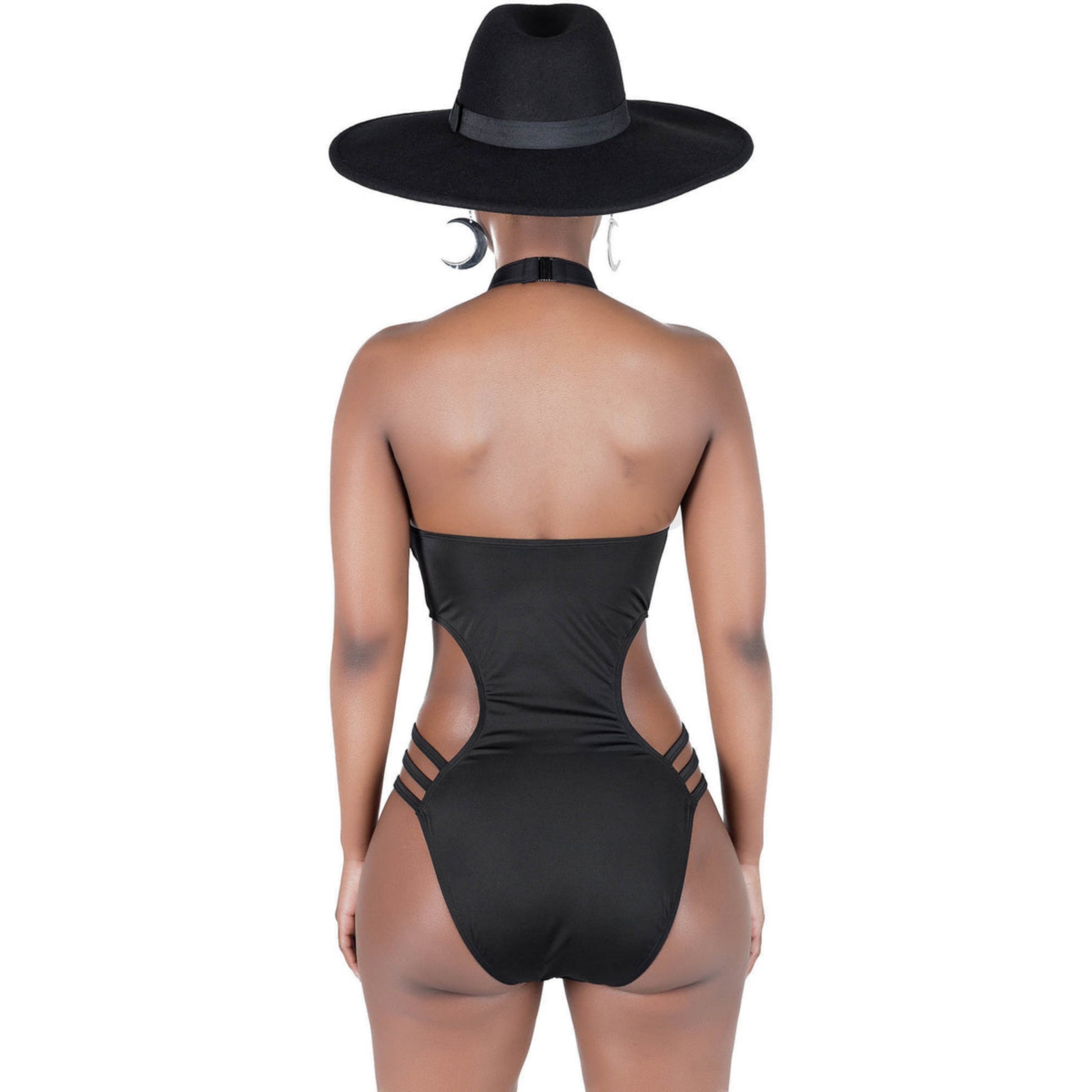 Imogen One Piece Swimsuit | Black Fitted Cut-Outs Strappy - Killstar - Swimwear