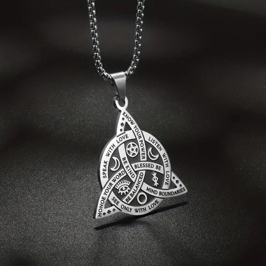 Celtic Knot Necklace | Stainless Steel Witchy Symbols Silver Black - A Gothic Universe - Pendants