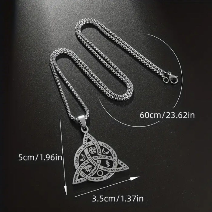 Celtic Knot Necklace | Stainless Steel Witchy Symbols Silver Black - A Gothic Universe - Pendants