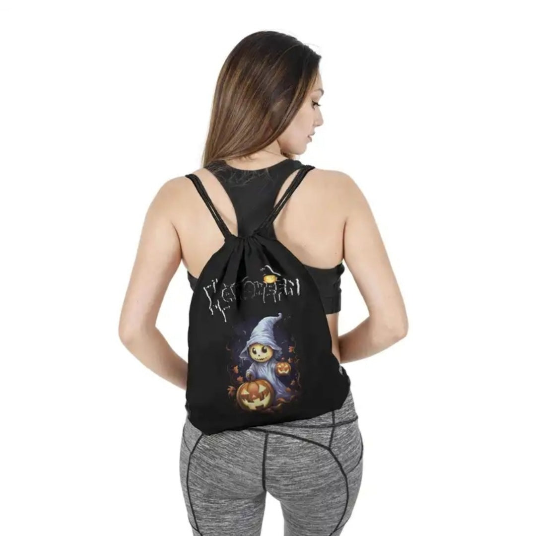 Draw String Backpack | High Quality Black 16"x13½" | Halloween Theme Graphic - A Gothic Universe - Backpacks