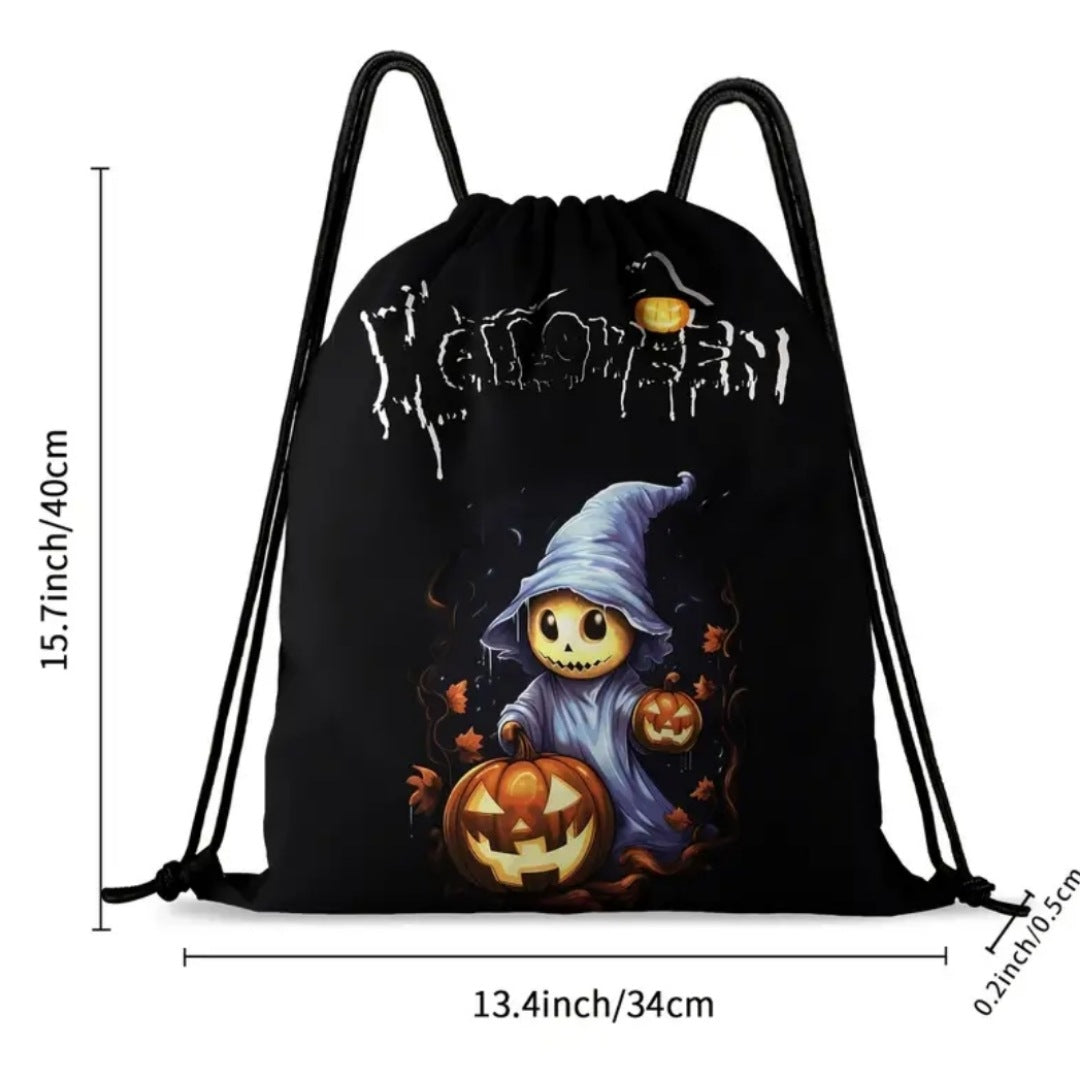 Draw String Backpack | High Quality Black 16"x13½" | Halloween Theme Graphic - A Gothic Universe - Backpacks