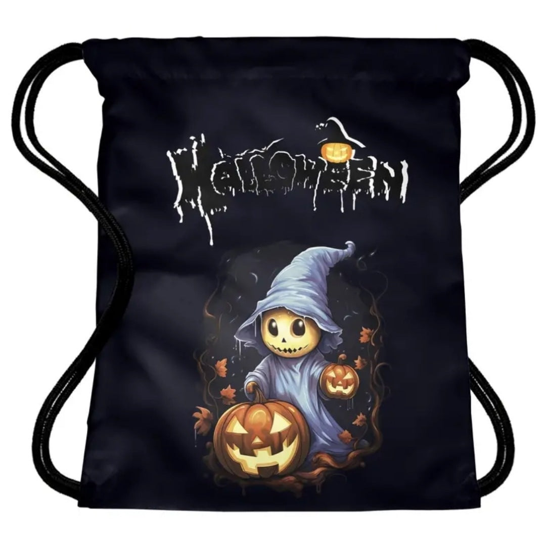 Draw String Backpack | High Quality Black 16"x13½" | Halloween Theme Graphic - A Gothic Universe - Backpacks