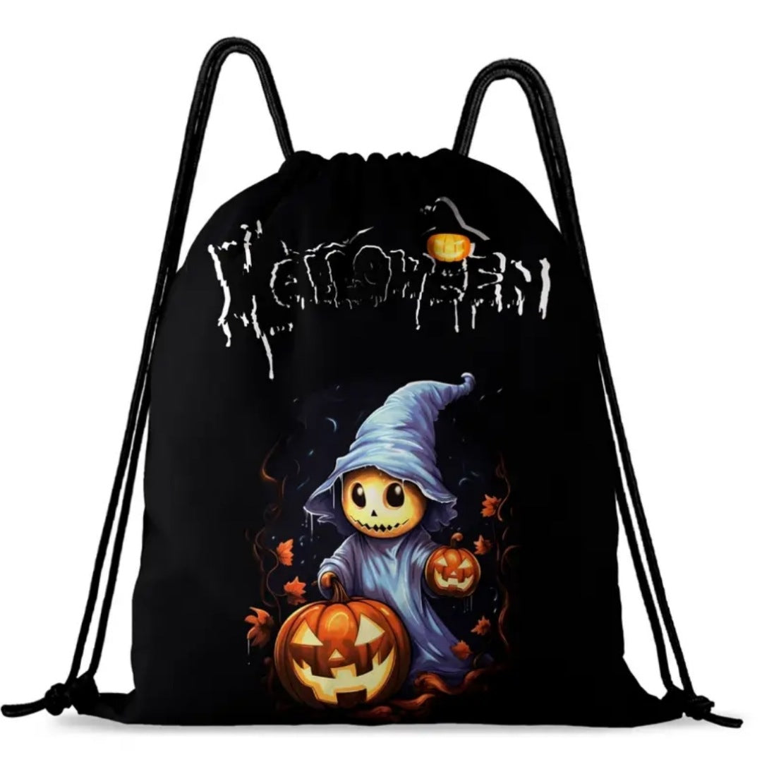 Draw String Backpack | High Quality Black 16"x13½" | Halloween Theme Graphic - A Gothic Universe - Backpacks