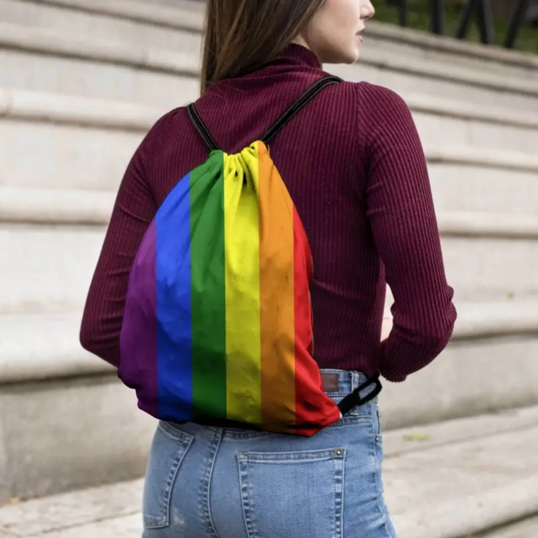 Draw String Backpack & Makeup Bag Combo | Pride Theme Rainbow Unisex Bags - A Gothic Universe - Backpacks