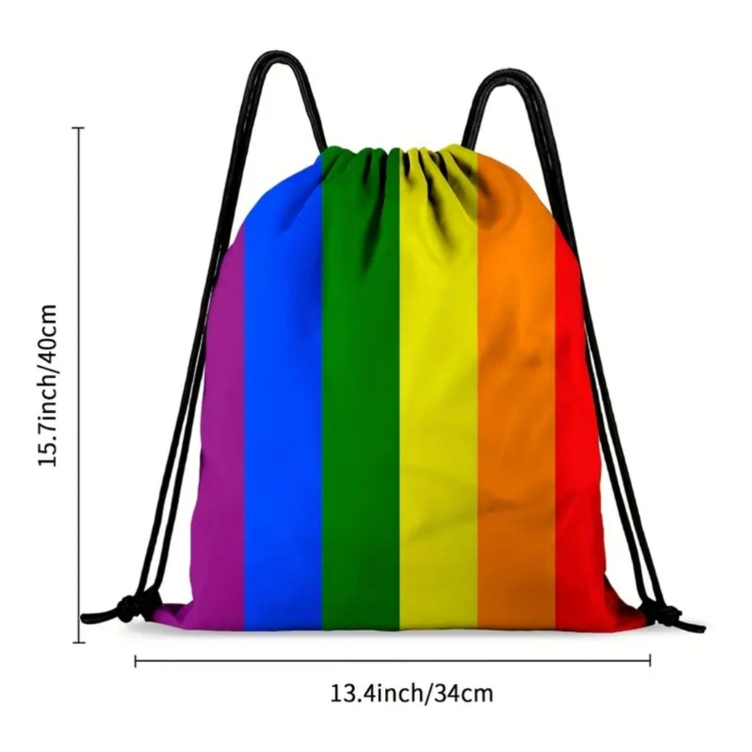 Draw String Backpack & Makeup Bag Combo | Pride Theme Rainbow Unisex Bags - A Gothic Universe - Backpacks