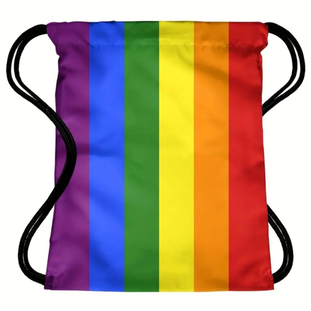 Draw String Backpack & Makeup Bag Combo | Pride Theme Rainbow Unisex Bags - A Gothic Universe - Backpacks