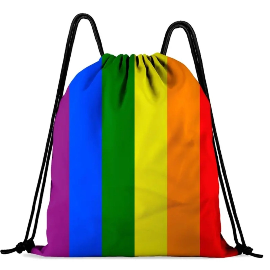 Draw String Backpack & Makeup Bag Combo | Pride Theme Rainbow Unisex Bags - A Gothic Universe - Backpacks