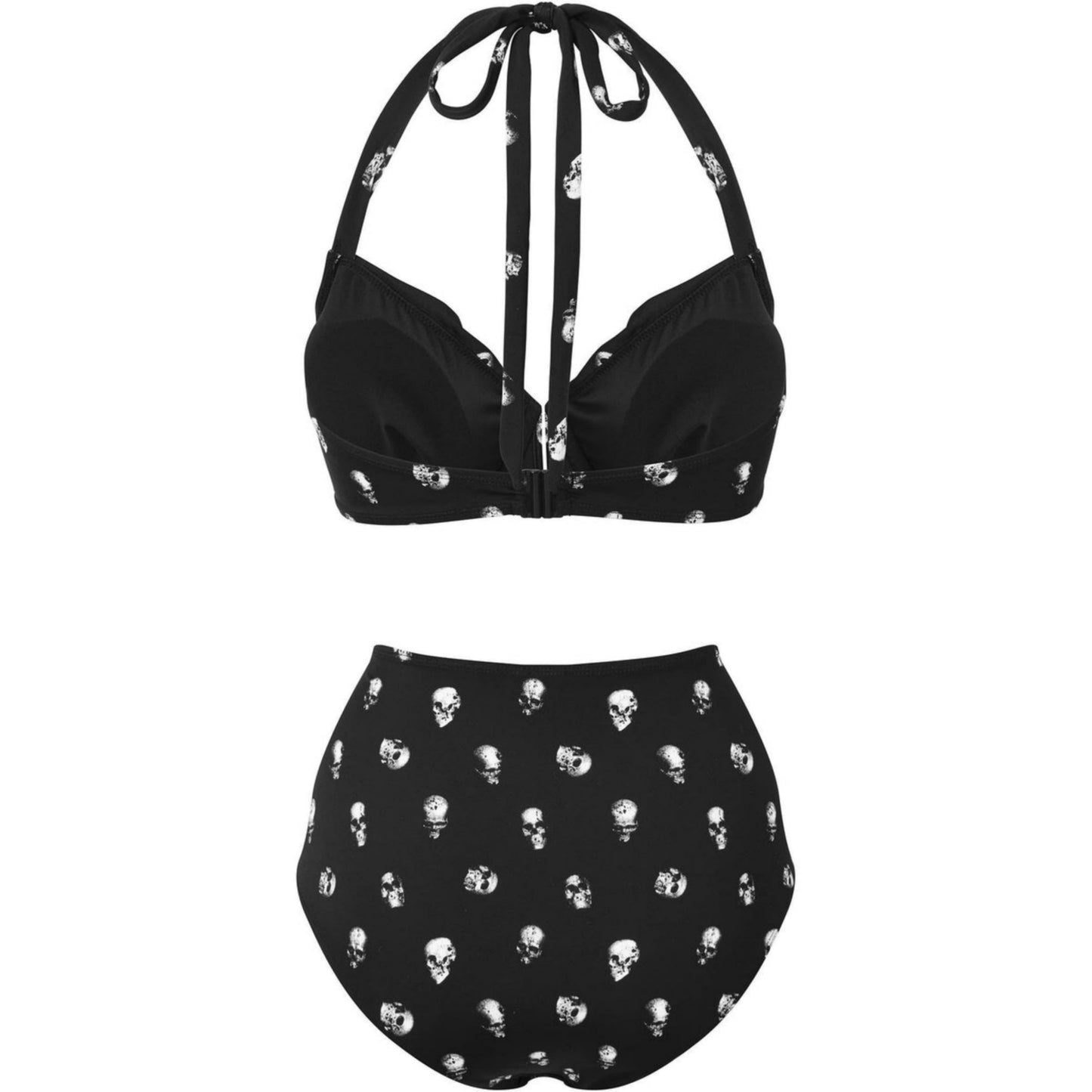 Skulls 2-Piece Swimsuit | Black With White Skull Pattern - Killstar - Bikinis