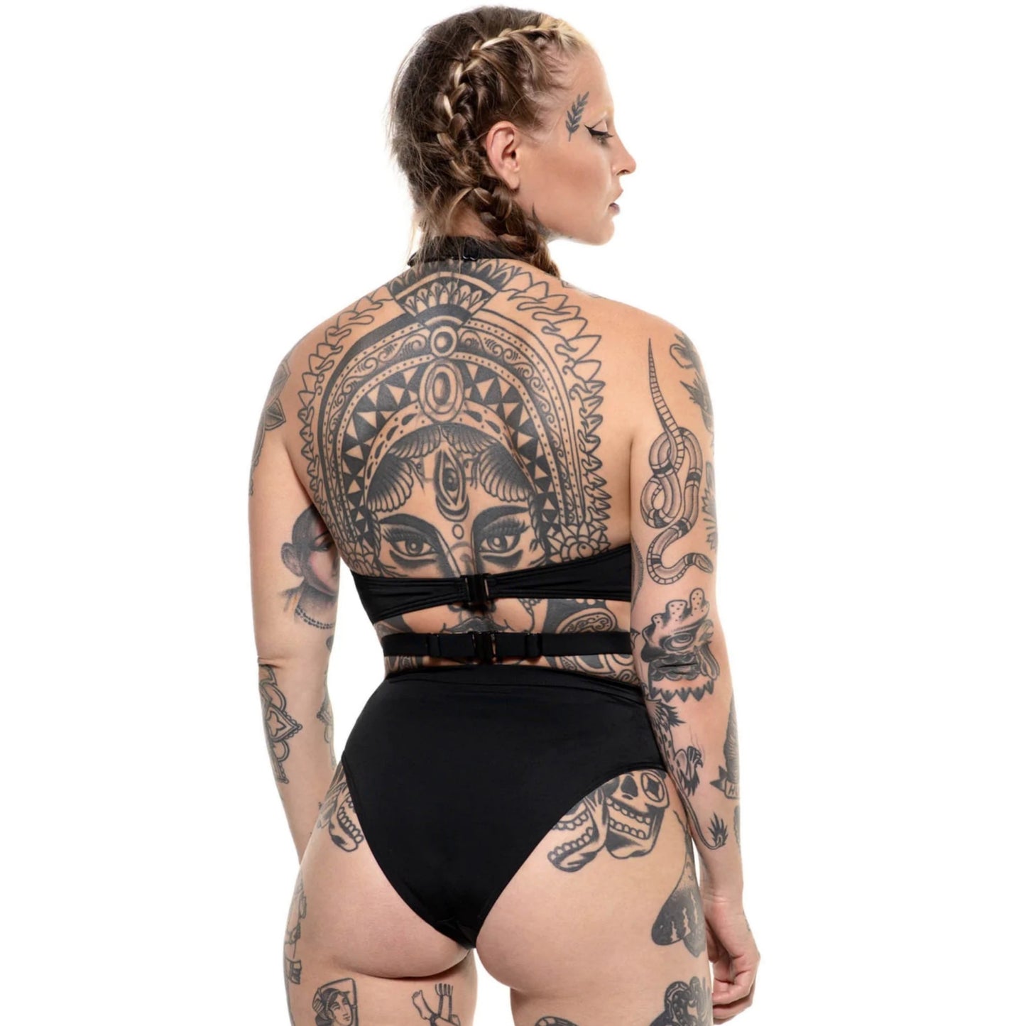 Showdown One Piece Swim Suit / Bodysuit | Halter Pentagram Hardware - Killstar - Swimwear