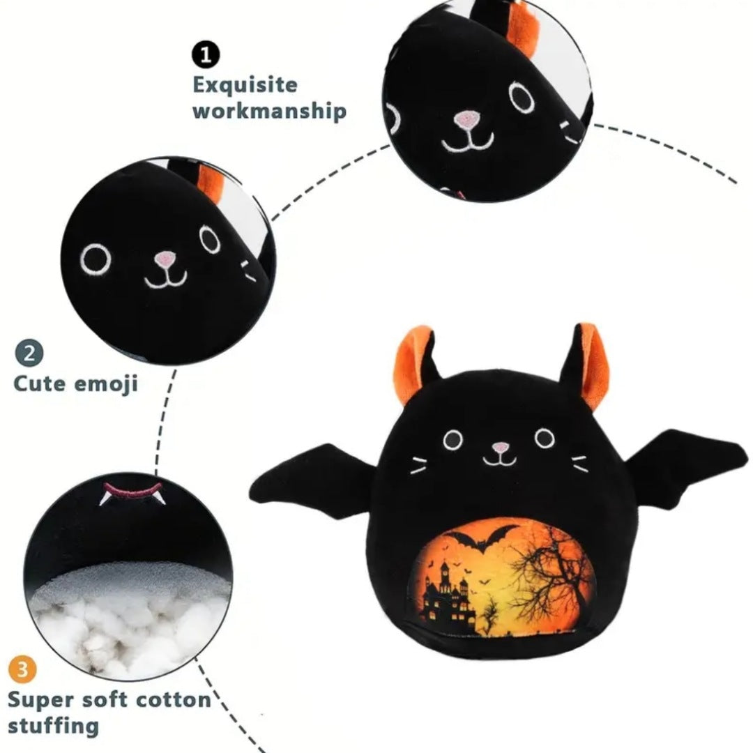 Gothic Black Bat Plushie | Haunted House Creepy Tree Graphic 3D Orange Ears - A Gothic Universe - Plushies