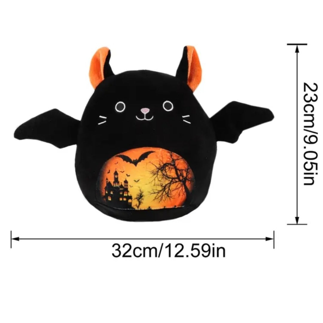 Gothic Black Bat Plushie | Haunted House Creepy Tree Graphic 3D Orange Ears - A Gothic Universe - Plushies