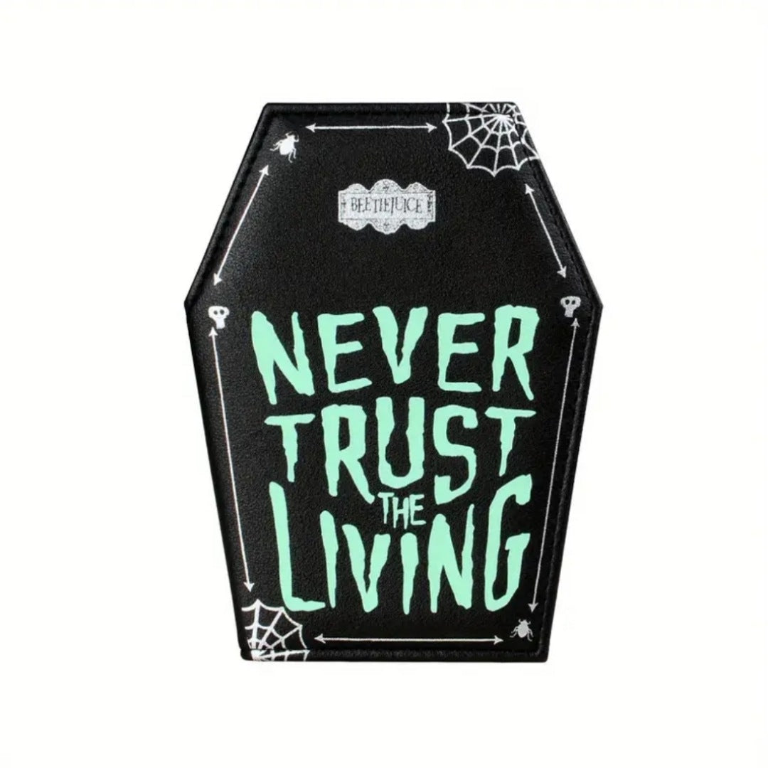 Beetlejuice Coffin Shaped Card Holder Wallet | Novelty Horror Black Green 6½" x 3½" - A Gothic Universe - Wallets