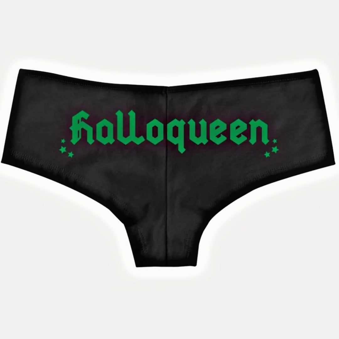 Halloqueen Boy Short Undies | Black Green Cotton Blend - Femfetti - Panties
