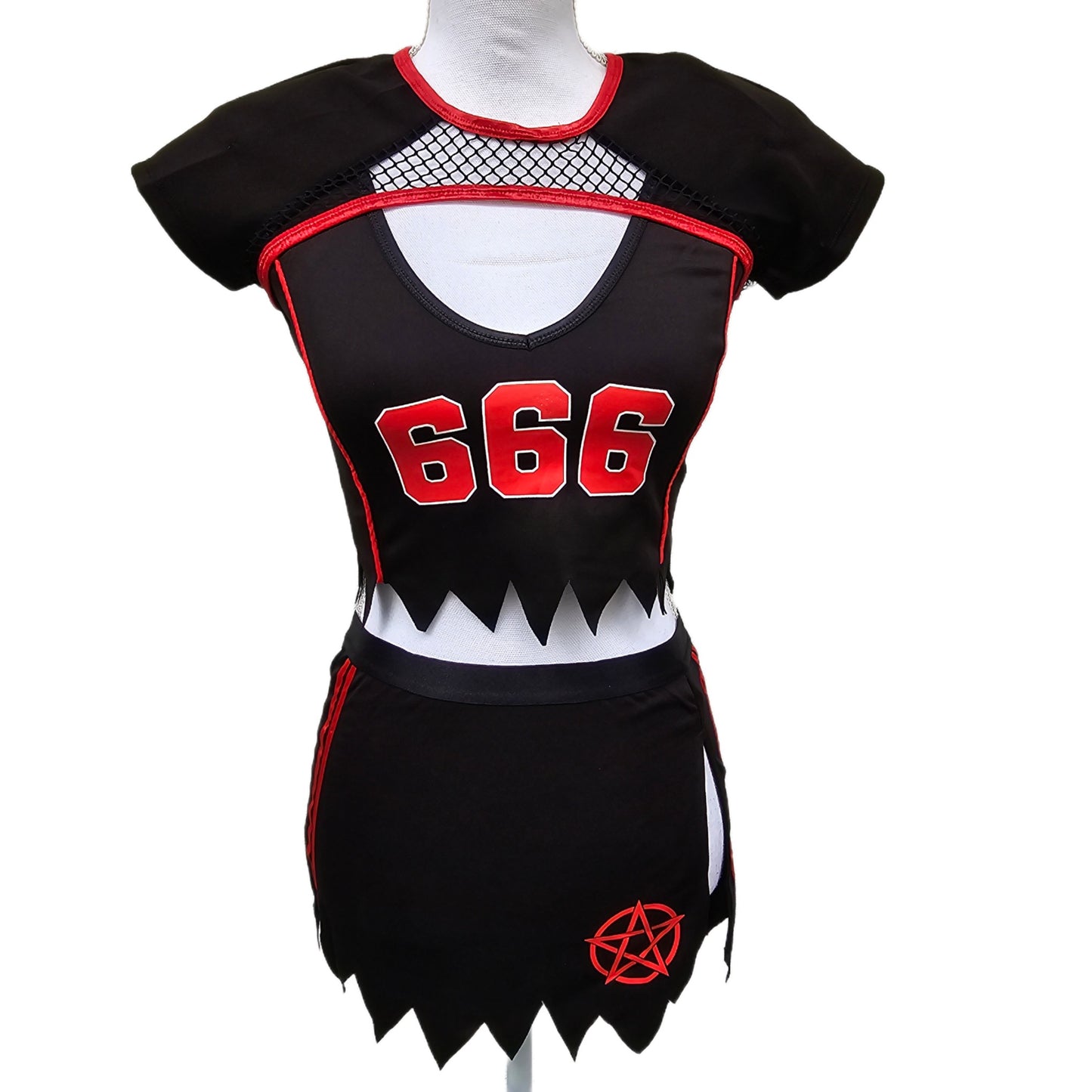 Football Costume Set | Go Devils | Red & Black Pentagram & 666 Graphic - Trickz N Treatz - Costumes