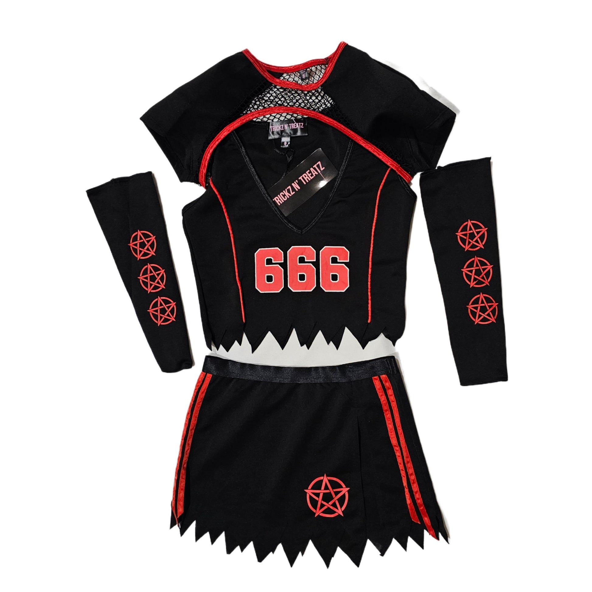 Football Costume Set | Go Devils | Red & Black Pentagram & 666 Graphic - Trickz N Treatz - Costumes