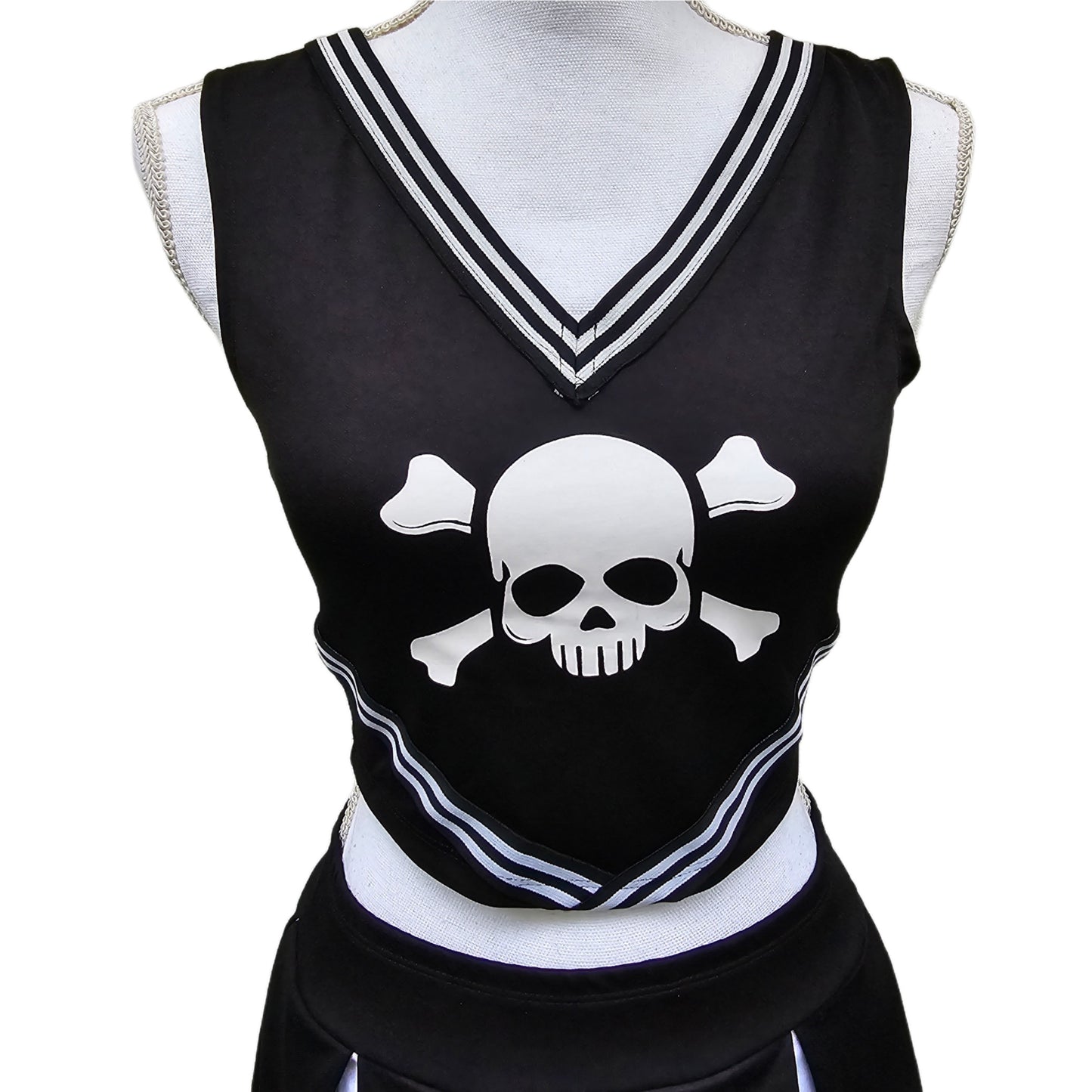 Freak Cheerleader Costume | Metallic Fishnet Distressed Black - Trickz N Treatz - Costumes