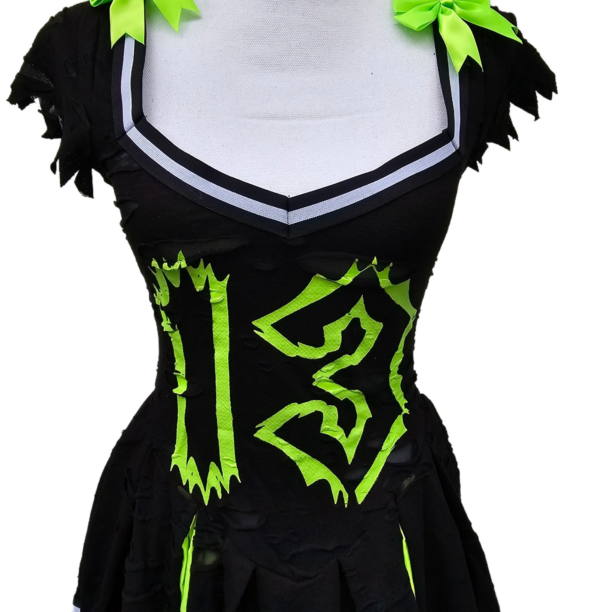 Z-O-M-B-I-E Cheerleader Costume | Distressed Pleated Raw Hem - Trickz N Treatz - Costumes