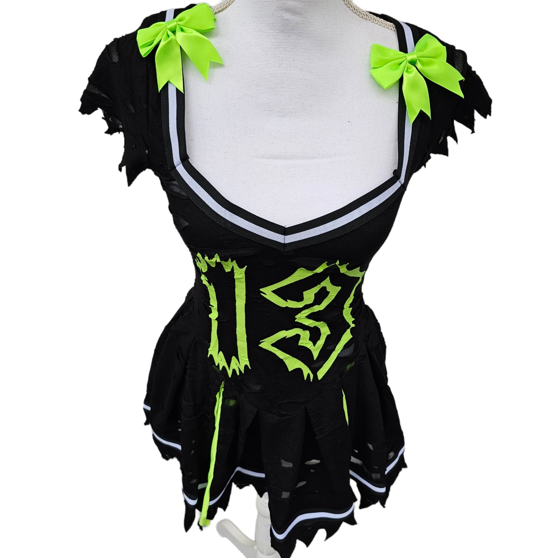 Z-O-M-B-I-E Cheerleader Costume | Distressed Pleated Raw Hem - Trickz N Treatz - Costumes