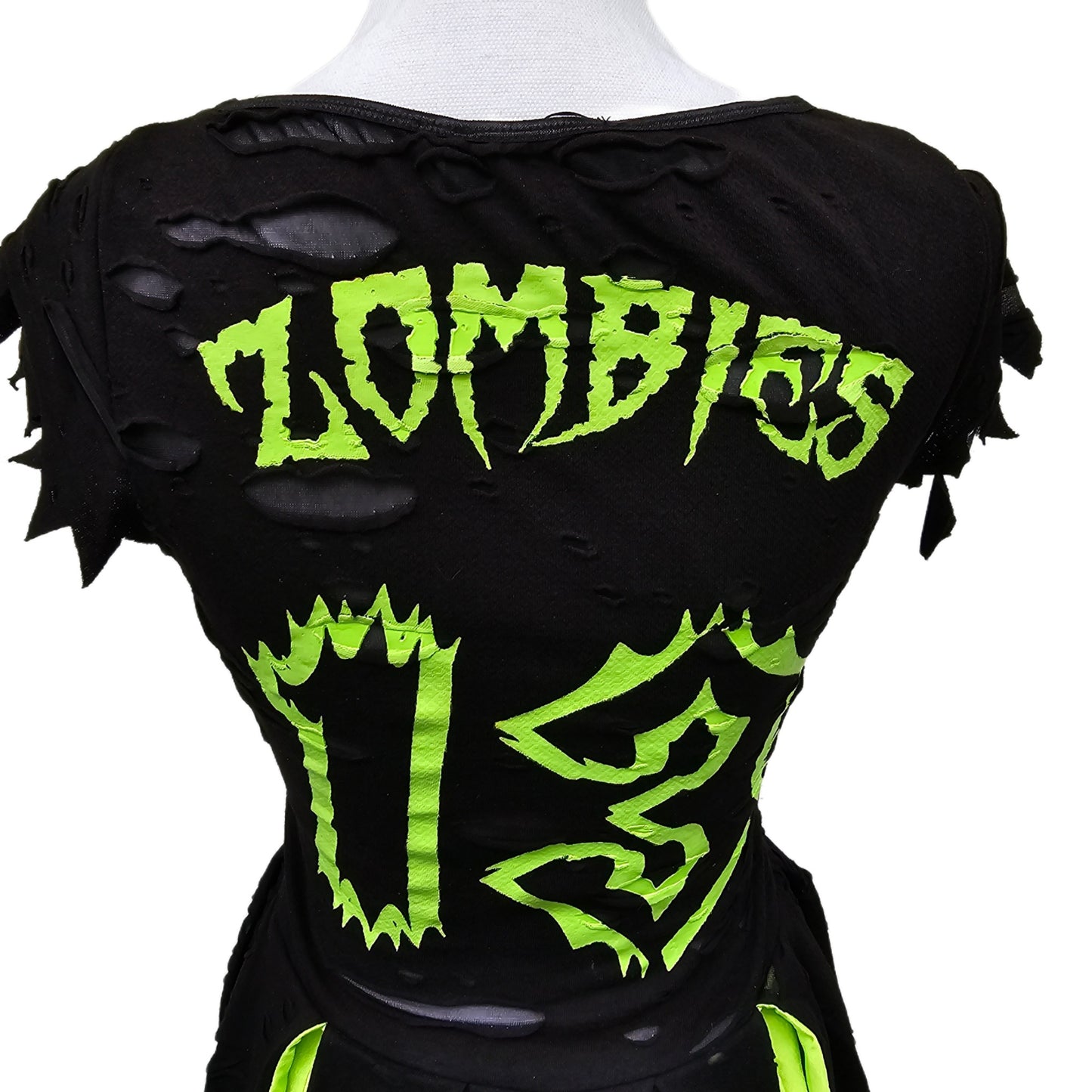 Z-O-M-B-I-E Cheerleader Costume | Distressed Pleated Raw Hem - Trickz N Treatz - Costumes