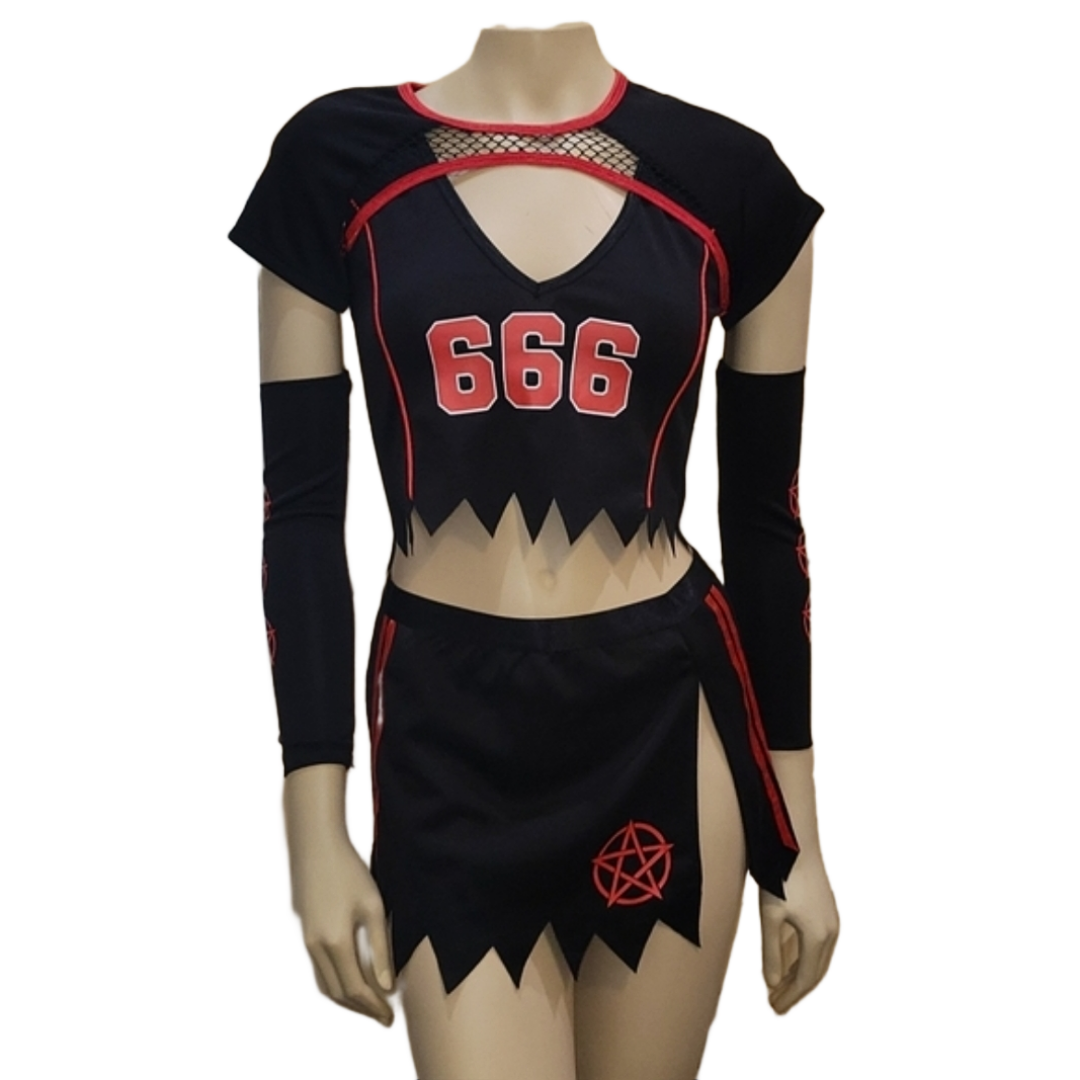 Football Costume Set | Go Devils | Red & Black Pentagram & 666 Graphic - Trickz N Treatz - Costumes