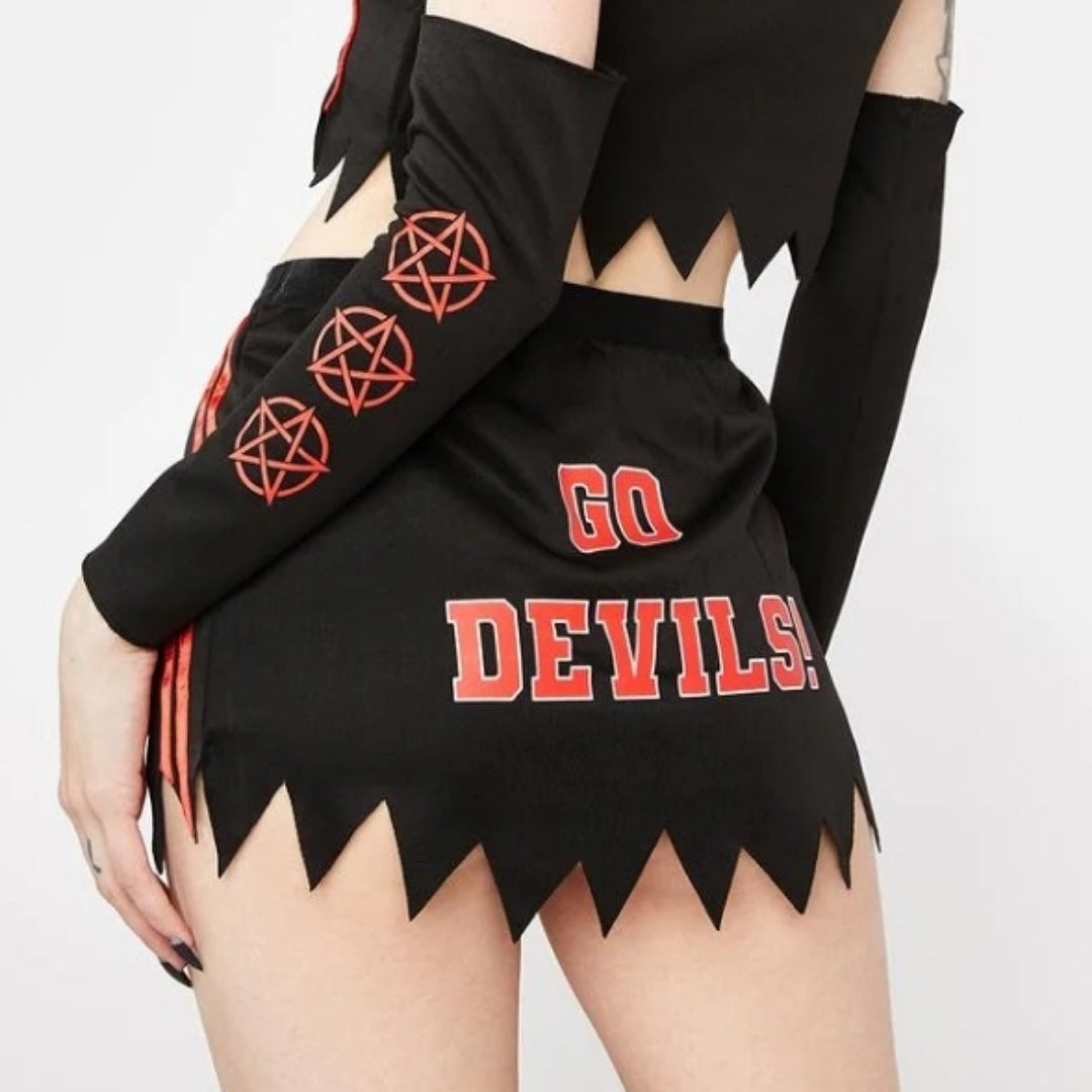 Football Costume Set | Go Devils | Red & Black Pentagram & 666 Graphic - Trickz N Treatz - Costumes