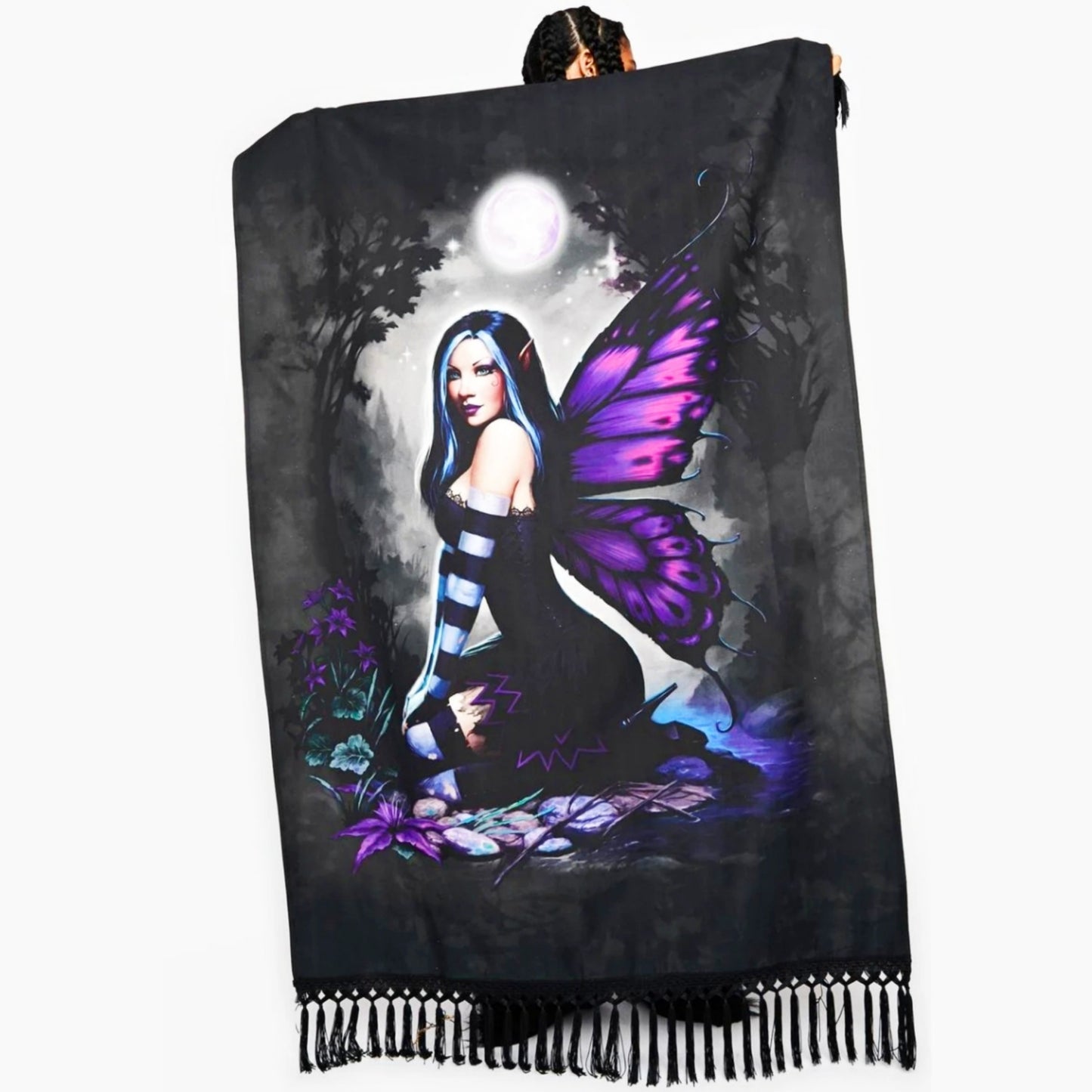 The Mountain Mystical Nights Tapestry | Gothic Fairy Cotton Fringe Hems Black - The Mountain - Tapestry