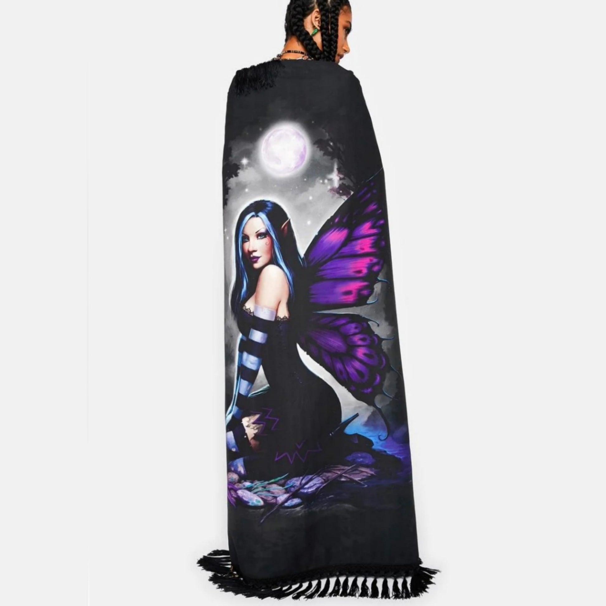 The Mountain Mystical Nights Tapestry | Gothic Fairy Cotton Fringe Hems Black - The Mountain - Tapestry