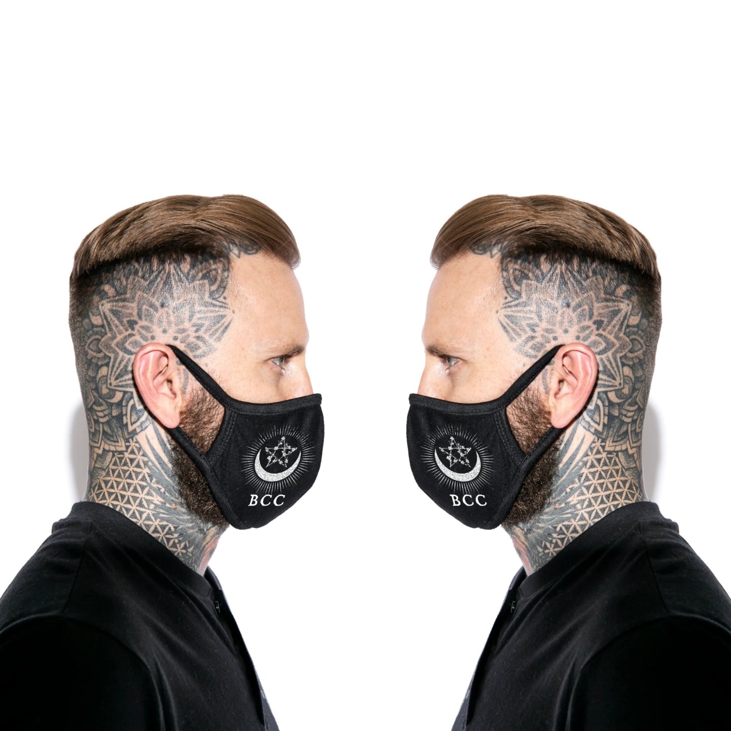 Face Mask | Pentagram Moon Design On Both Sides 100% Cotton - Blackcraft Cult - Face Masks