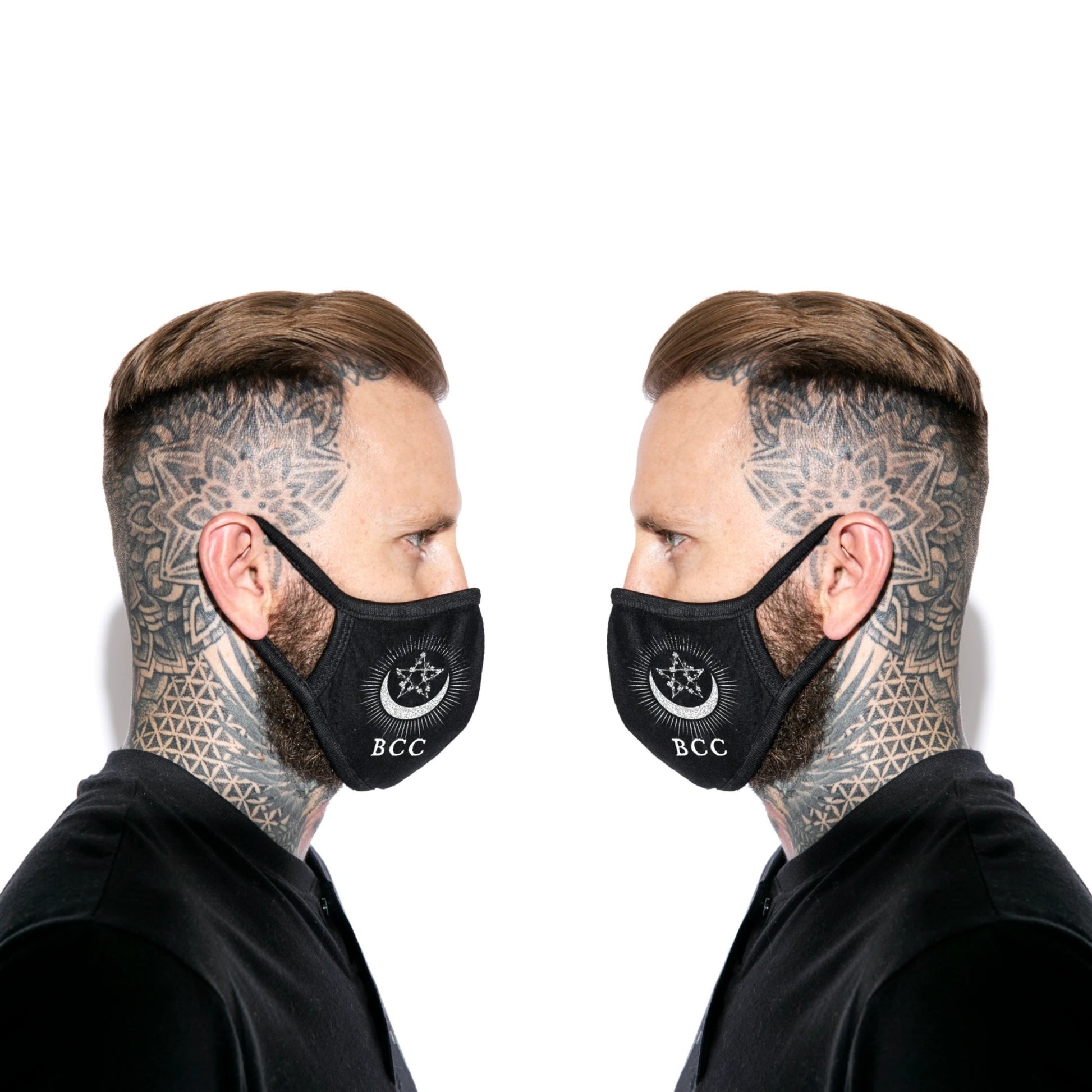 Face Mask | Pentagram Moon Design On Both Sides 100% Cotton - Blackcraft Cult - Face Masks