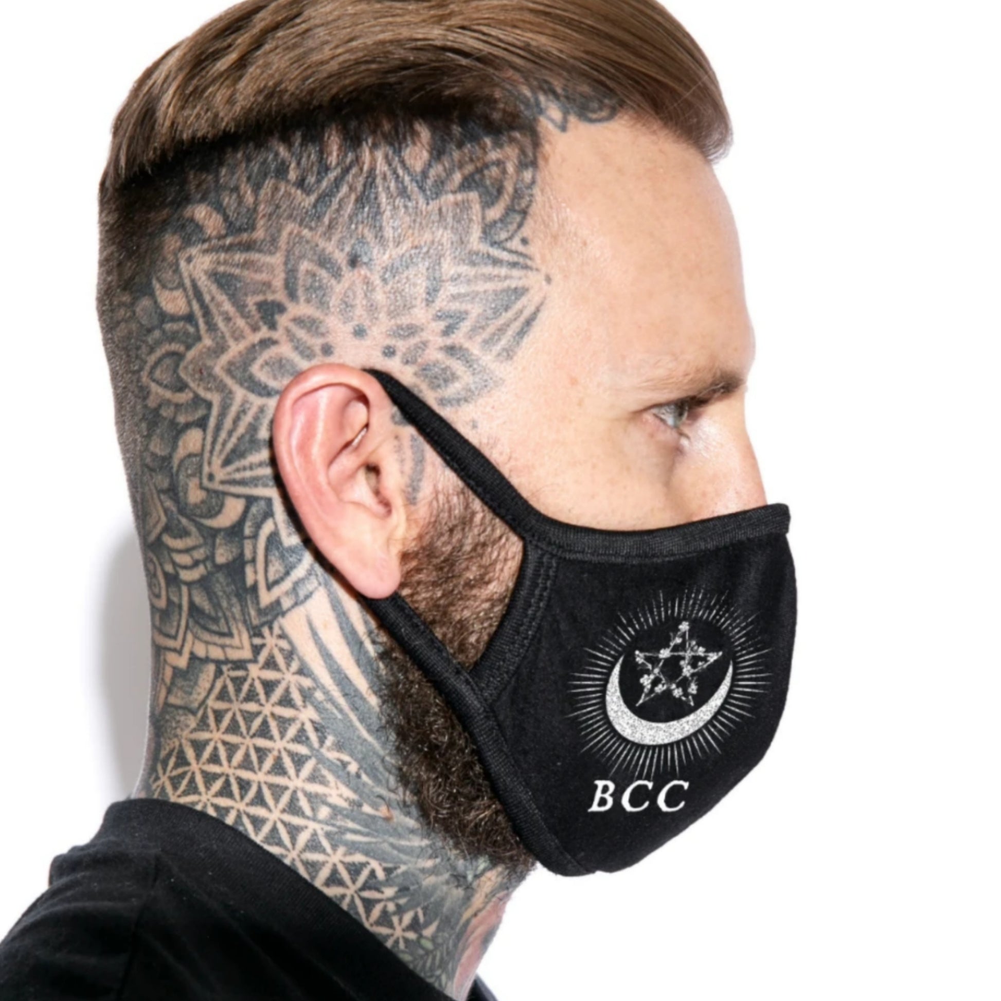 Face Mask | Pentagram Moon Design On Both Sides 100% Cotton - Blackcraft Cult - Face Masks