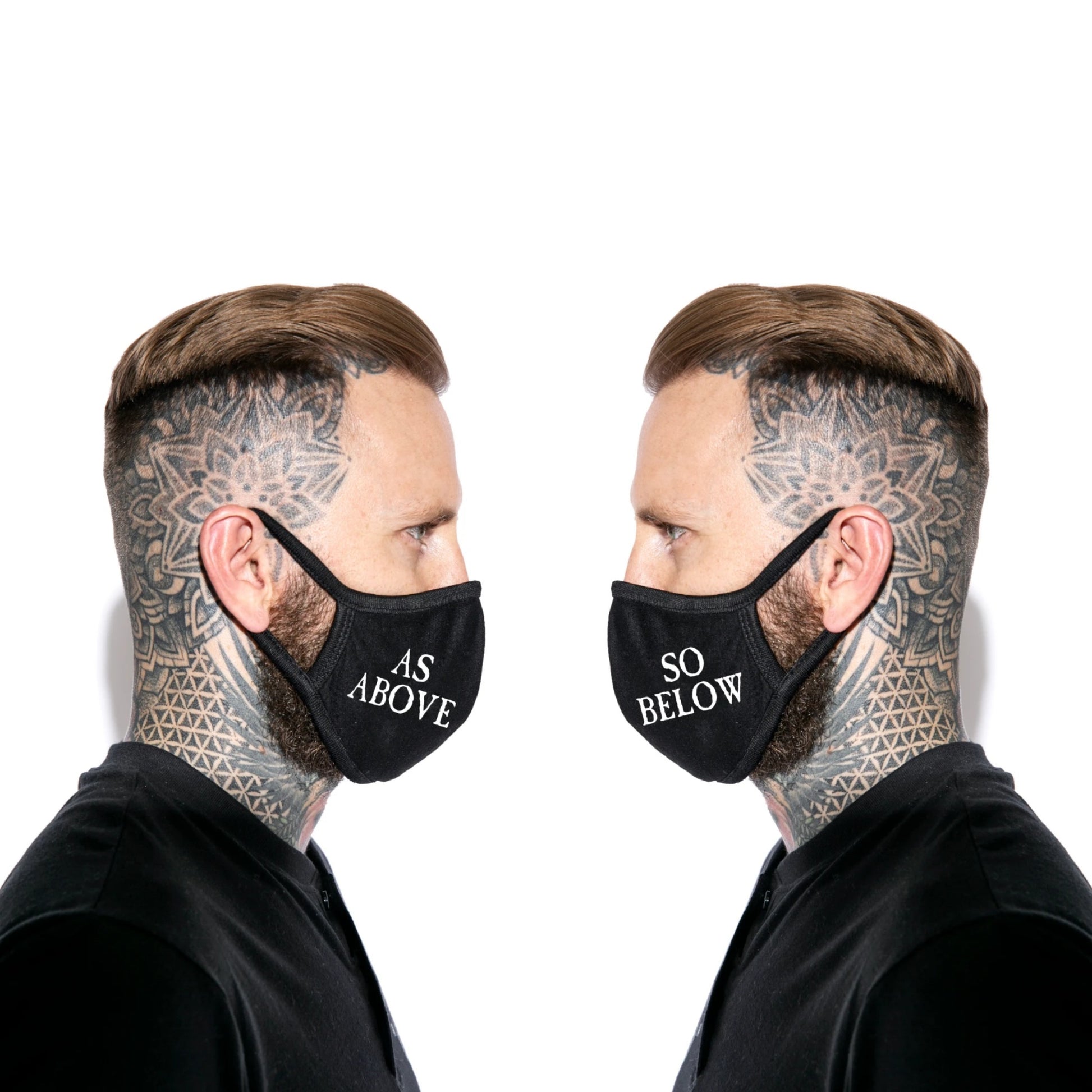 Face Mask | As Above So Below Design On Both Sides 100% Cotton - Blackcraft Cult - Face Masks