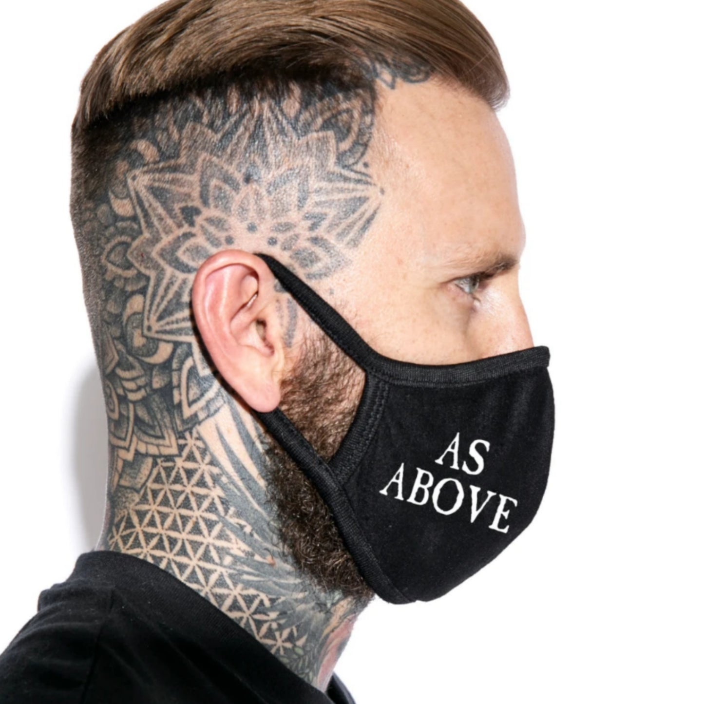 Face Mask | As Above So Below Design On Both Sides 100% Cotton - Blackcraft Cult - Face Masks