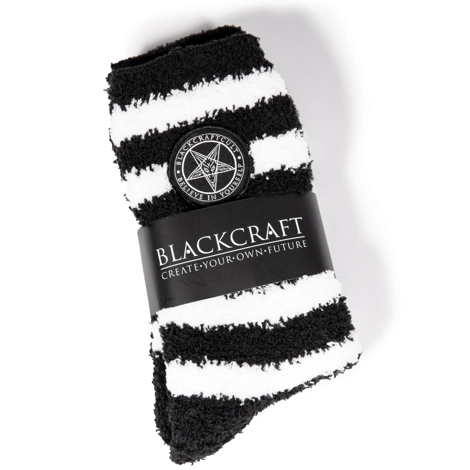 Fuzzy Socks | Believe In Yourself | Black Soft Bottom Grippies - Blackcraft Cult - Socks