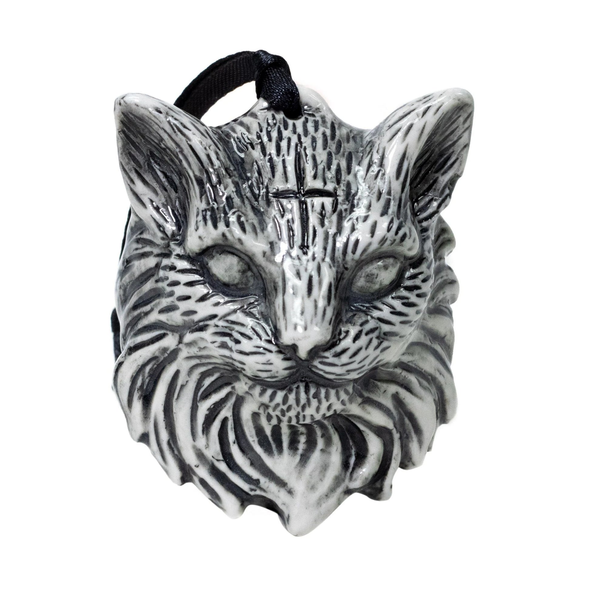 Lucipurr - Ceramic Ornament | Black and White Cat With Cross - Blackcraft Cult - Ornaments