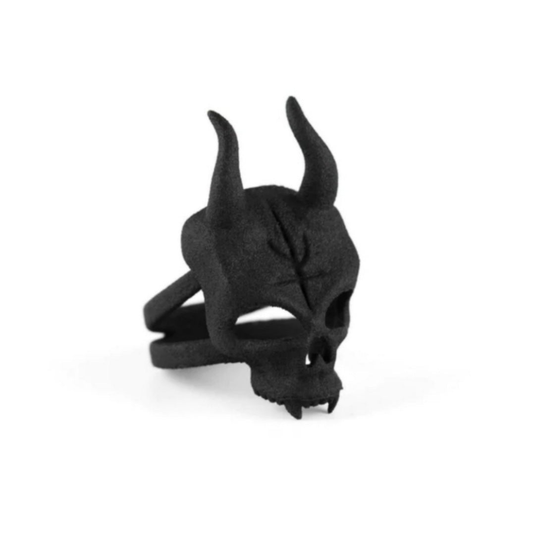 Lilith Black Skull Ring | The Unholy Skull In 3D Polyamide Print - Rogue + Wolf - Rings