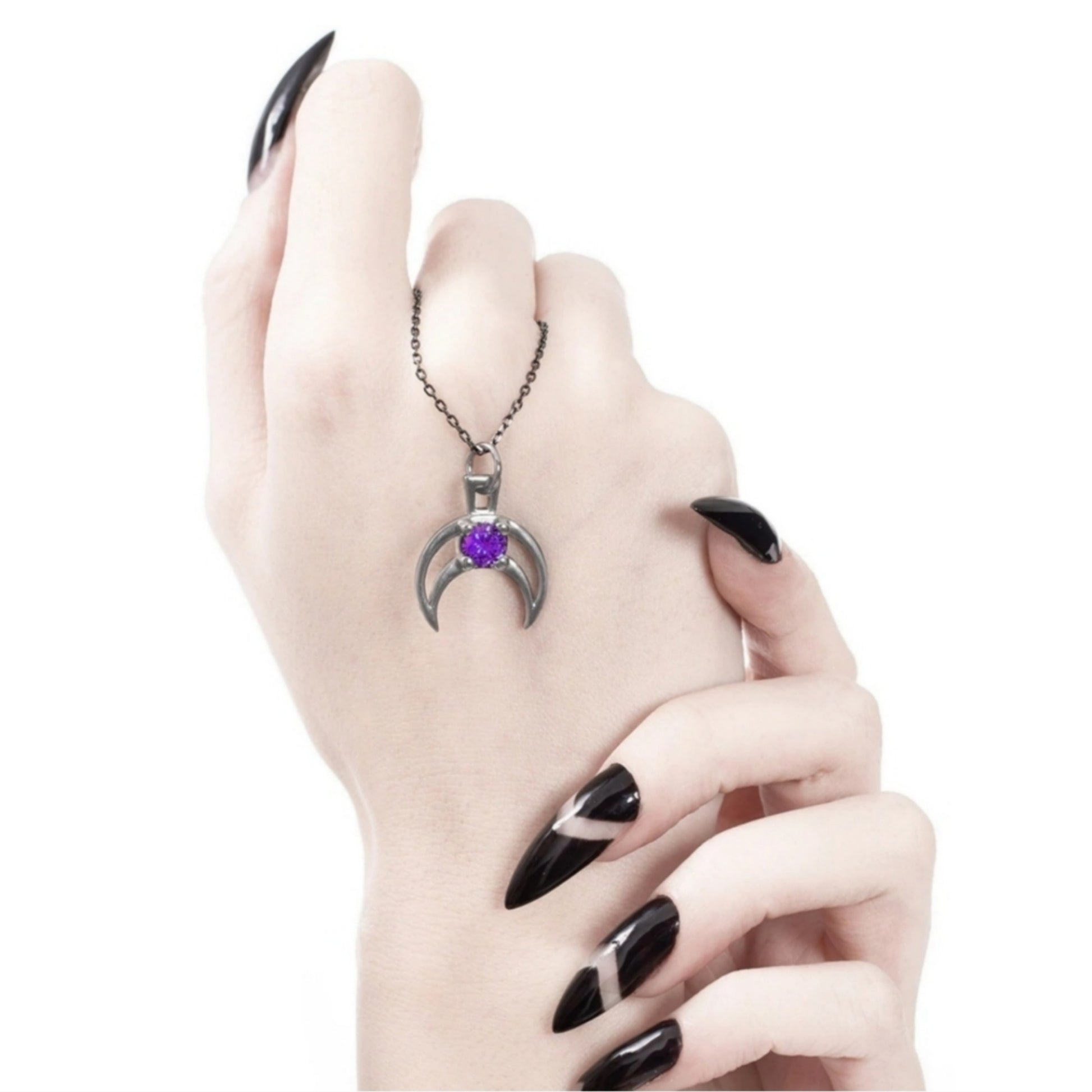 Mirror Stainless Steel Necklace | Silver Rhea Pendant Amethyst - Rogue + Wolf - Necklaces