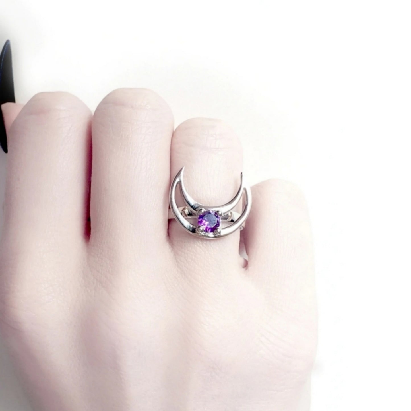 Mirror Stainless Steel Ring | Rhea 925 Silver Amethyst Stone Purple - Rogue + Wolf - Rings