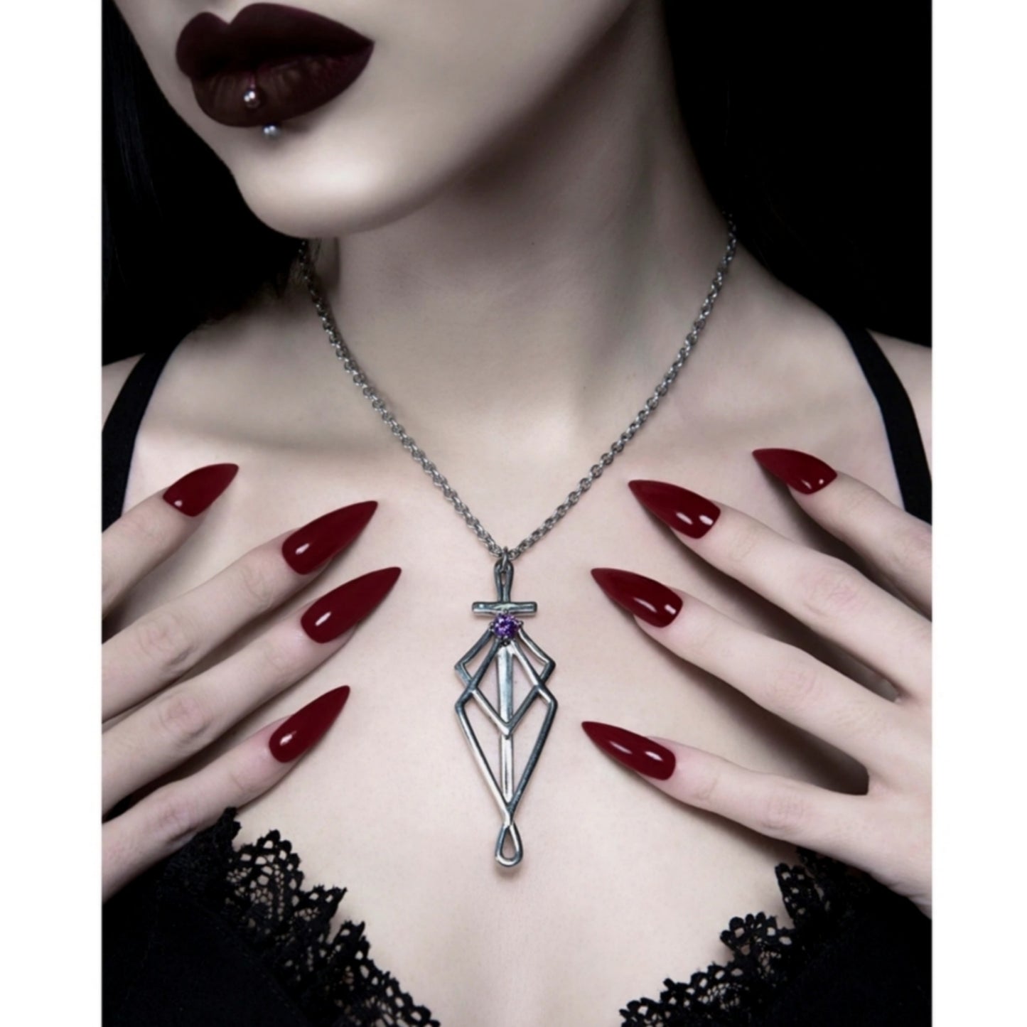 Mirror Stainless Steel Necklace | Spider Silk Amethyst 925 Silver - Rogue + Wolf - Necklaces
