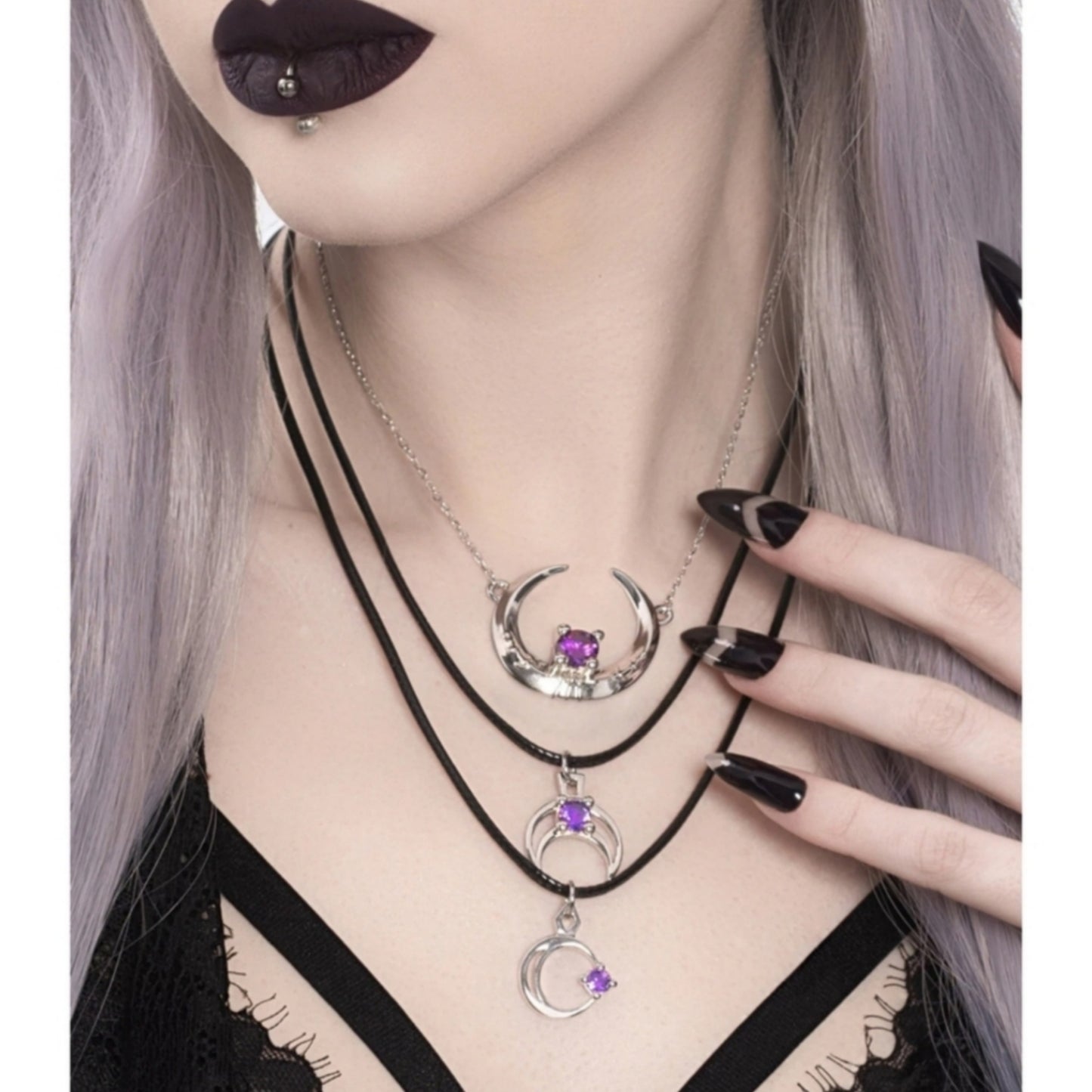 Mirror Stainless Steel Necklace | Eclipse 925 Amethyst Pendant - Rogue + Wolf - Necklaces