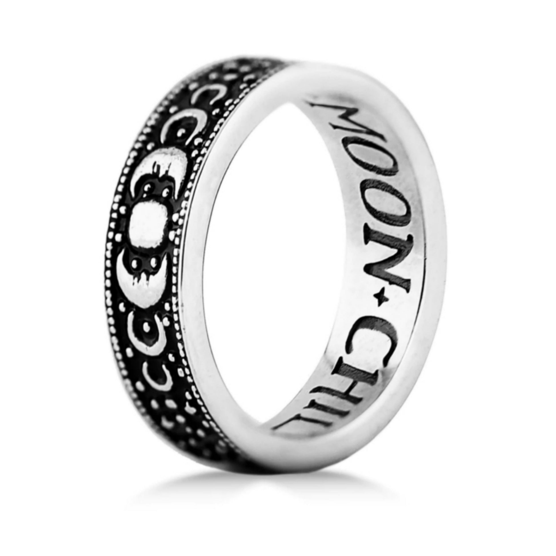 Victorian Moon Ring | Moon Child Inscribed Inside Antique Finish Silver - Rogue + Wolf - Rings