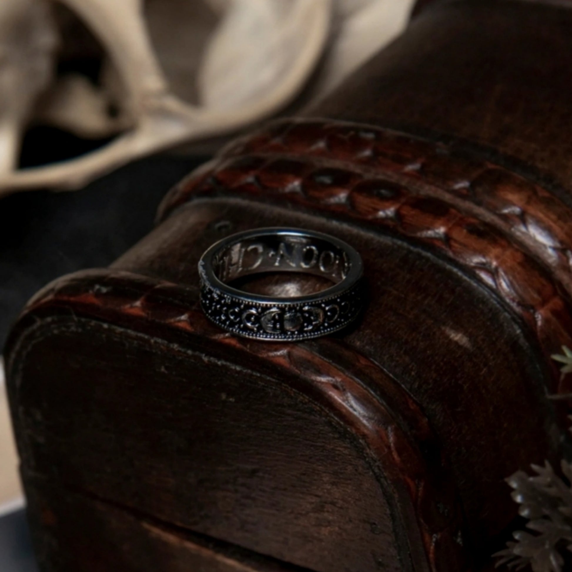 Victorian Moon Ring | Moon Child Inscribed Inside Antique Finish Silver - Rogue + Wolf - Rings