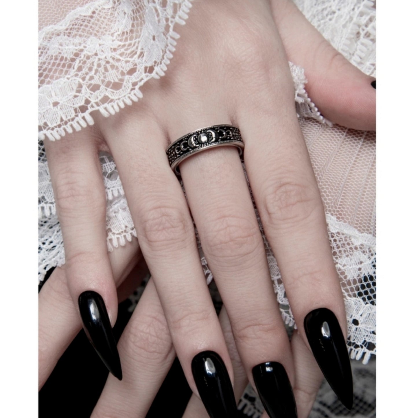 Victorian Moon Ring | Moon Child Inscribed Inside Antique Finish Silver - Rogue + Wolf - Rings