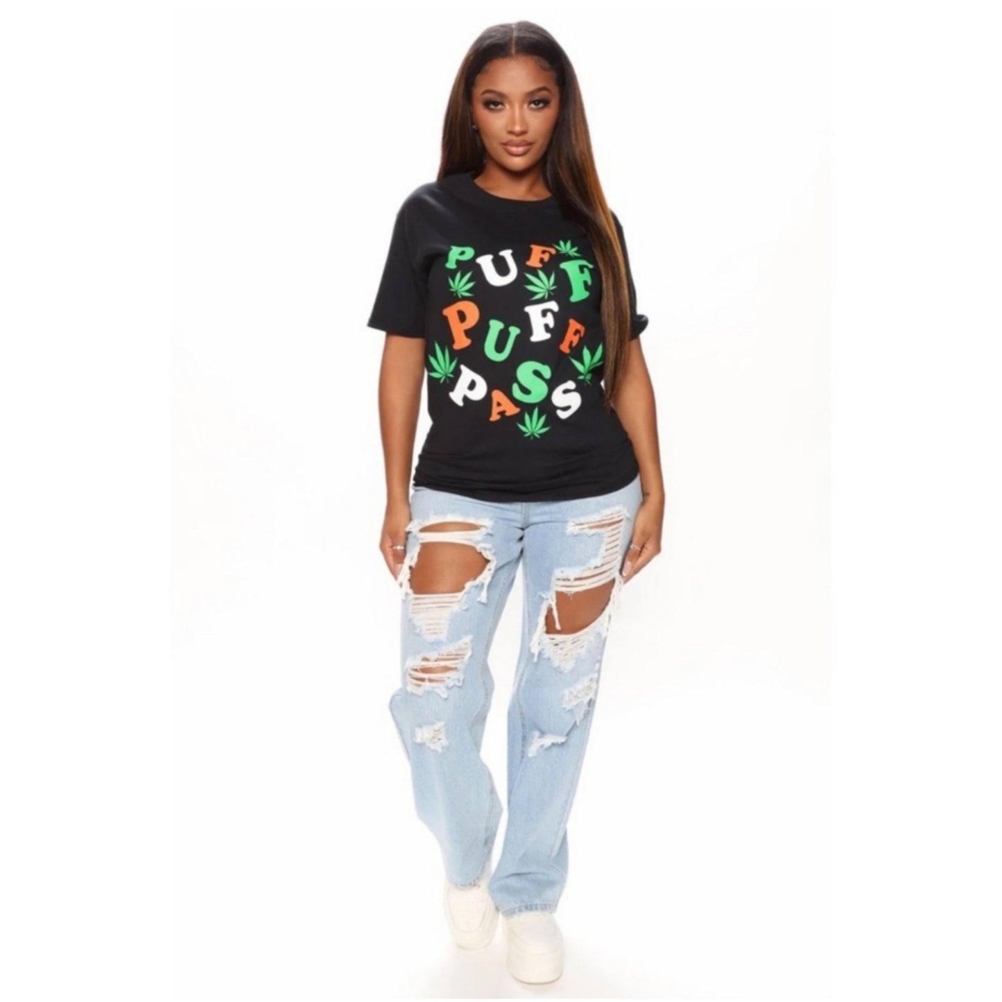 Unisex Graphic Tee | Puff Puff Pass | Print Comfy Cotton Black T-Shirt - Fashion Nova - Shirts