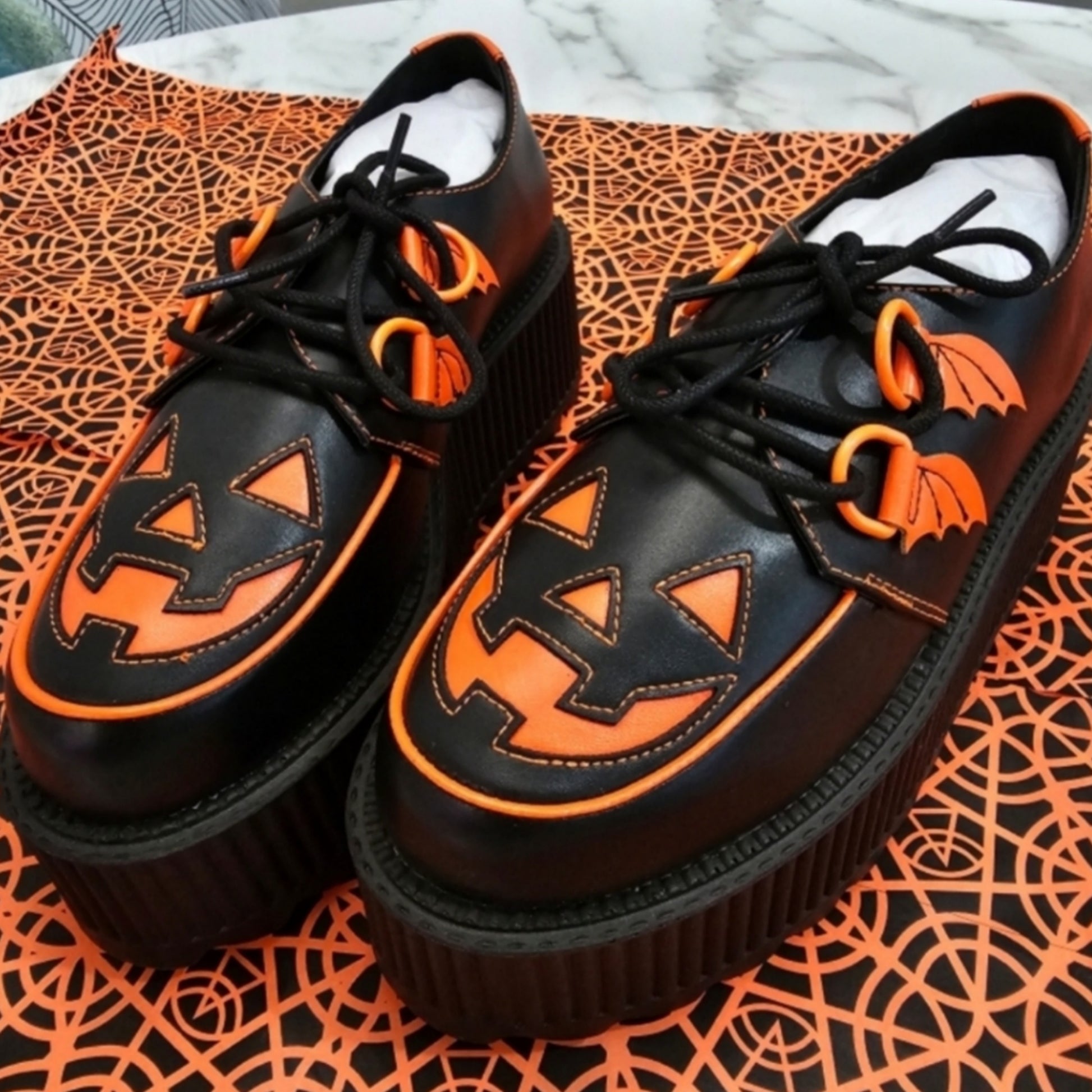 Halloween Edition Platforms | Super Creep Low Jack | Black Orange - Strangecvlt - Shoes