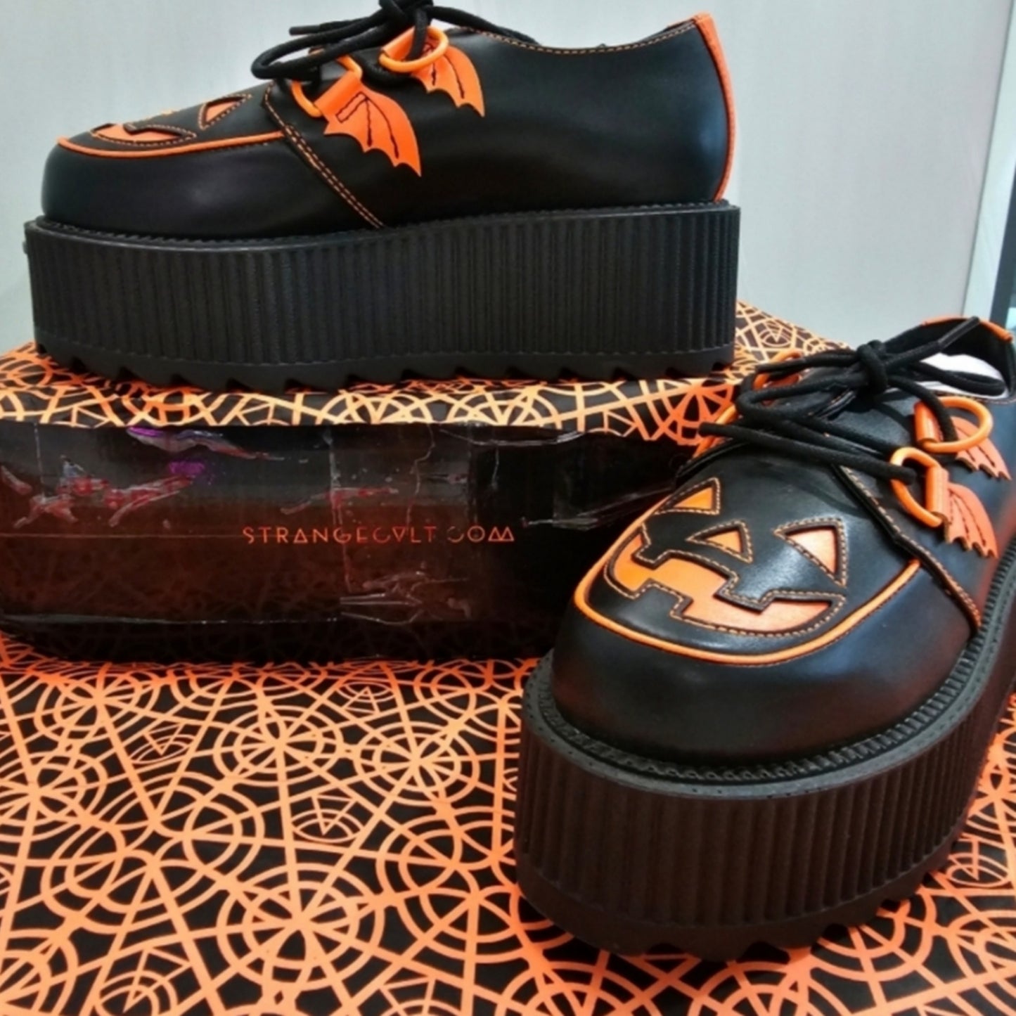 Halloween Edition Platforms | Super Creep Low Jack | Black Orange - Strangecvlt - Shoes