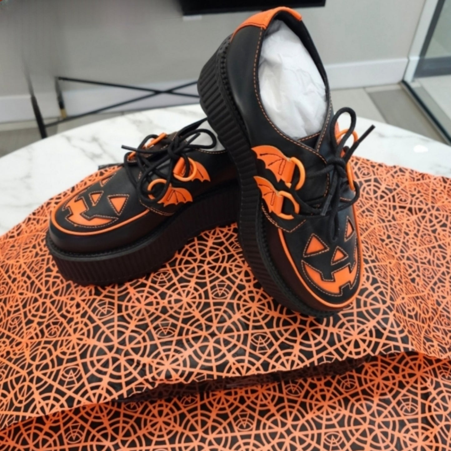 Halloween Edition Platforms | Super Creep Low Jack | Black Orange - Strangecvlt - Shoes